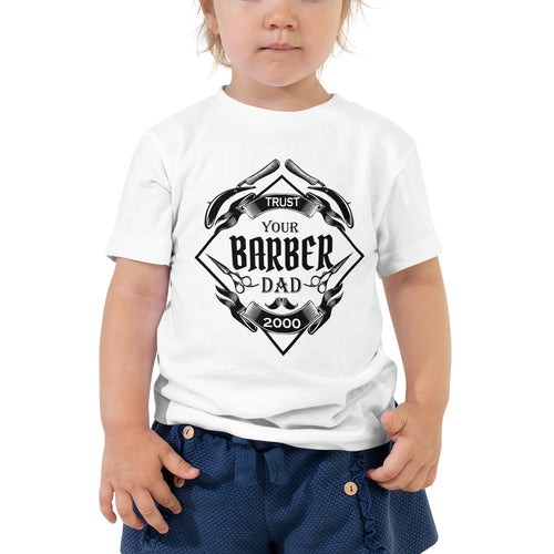 Trust your Barber Dad Bella + Canvas 3001T Toddler Short Sleeve Tee with Tear Away Label